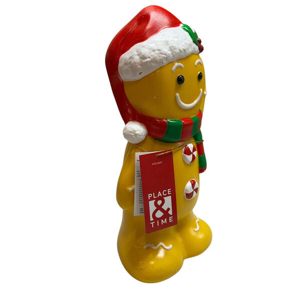 Christmas Holiday Time 11” Blow Mold Table Top Gingerbread Man Light Up LED NEW - Picture 6 of 9